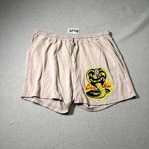 Cobra Kai Bioworld Shorts Mens 3XL Tan Graphic French Terry Drawstring Waist